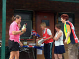 A woman reciving an award